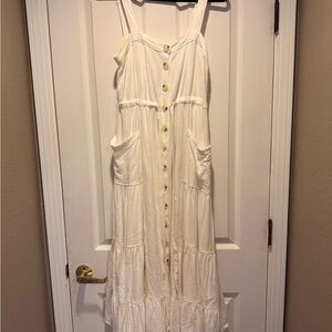 Malibu Bum Cream Button-Front Maxi Dress.  Beautiful quality fabric.